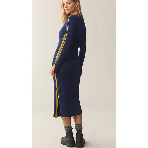 Daily Practice Anthropologie Long Sleeve Sporty Sweater Dress Size M Blue Yellow - Picture 3 of 10